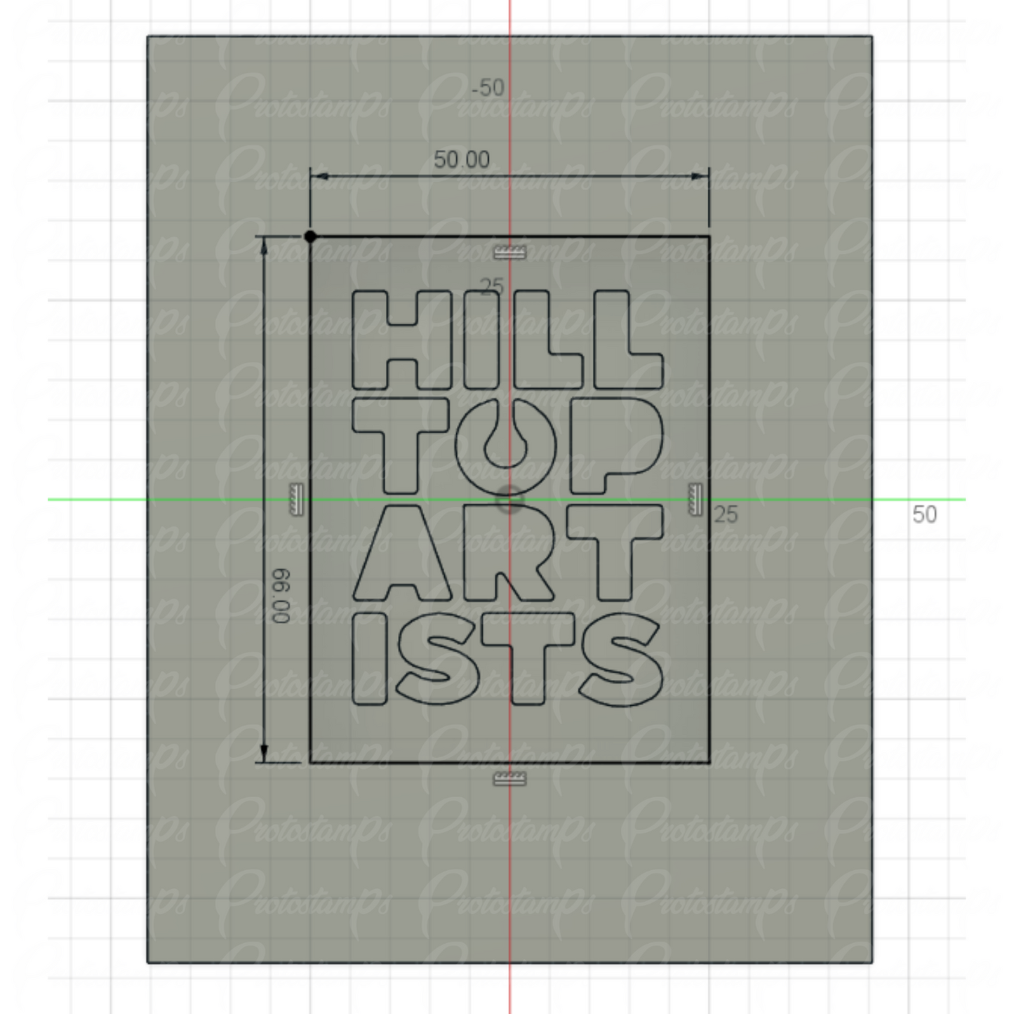 Custom 50mm x 60mm x 1.5in Hilltop Mold