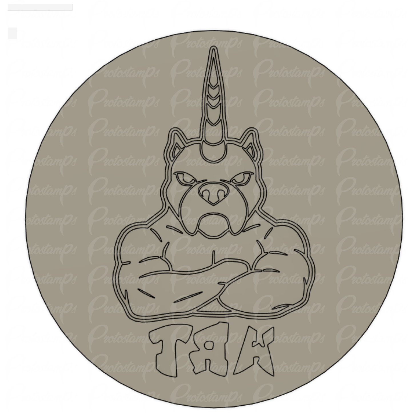 Muscular Unicorn Bulldog 2.5in Stamp, Price Includes Shipping