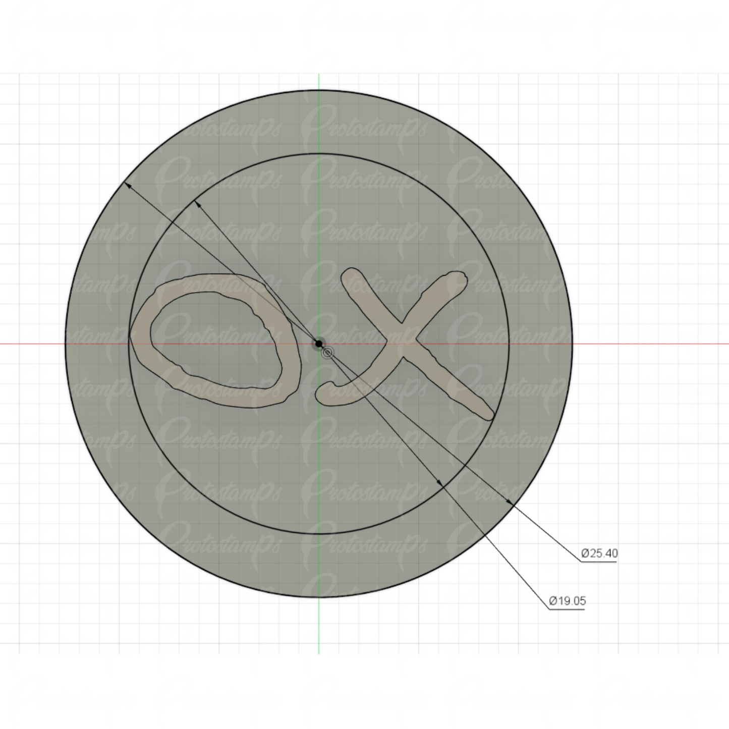 Custom 25.4mm XO stamp