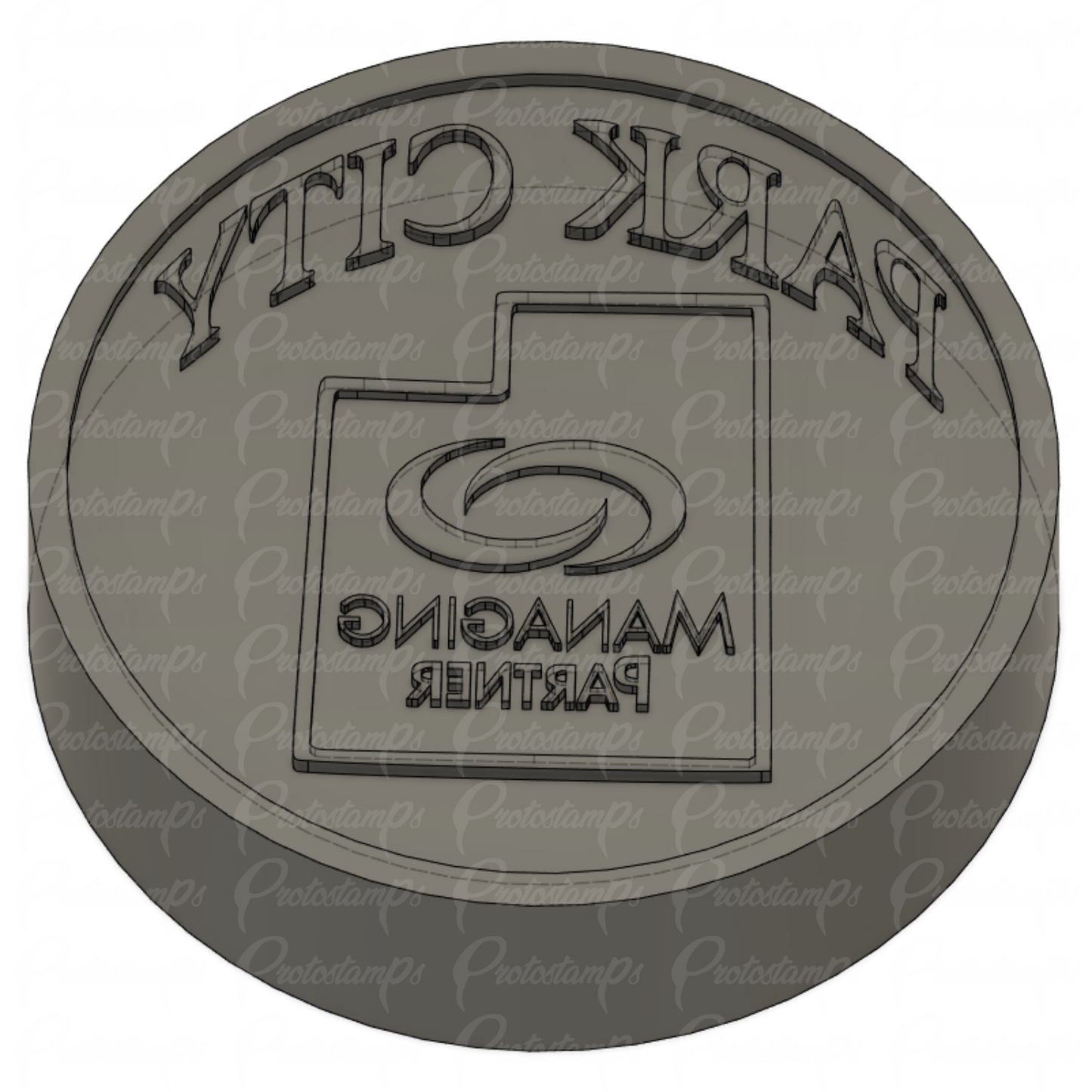 2.9in Park City/Managing Partner Collab Stamp. Price is the difference between 1.75in.