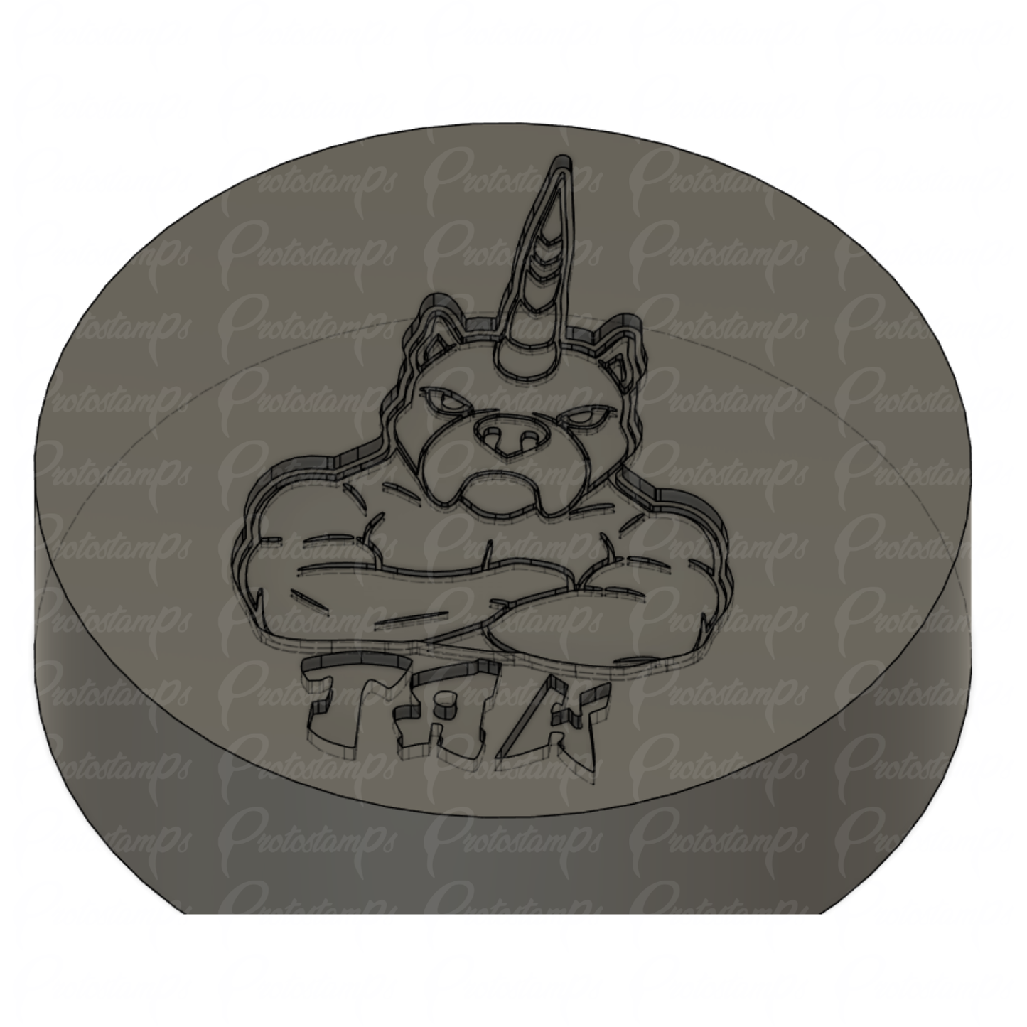 Muscular Unicorn Bulldog 2.5in Stamp, Price Includes Shipping