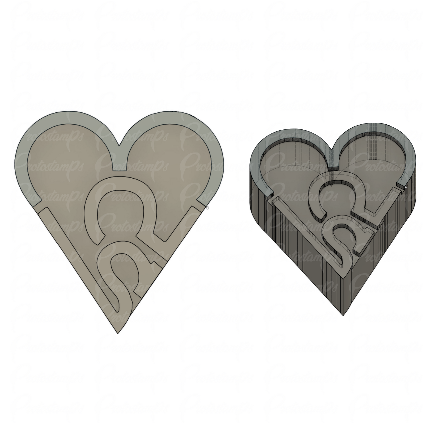 Custom 2in Die Cut Heart Stamp, Price Includes Shipping