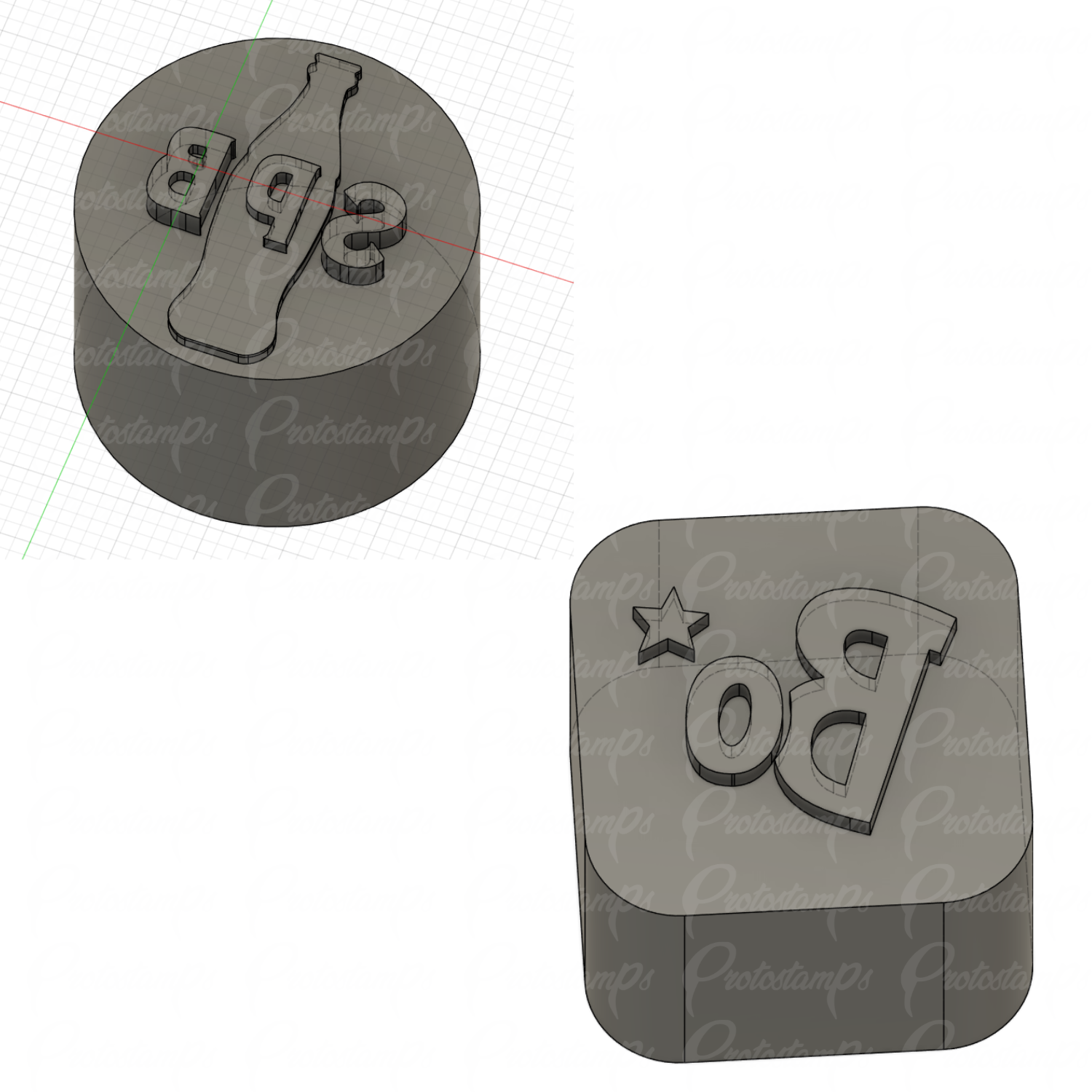 1 Custom Round and 1 Custom Square Stamp, Price Includes Rush Order an ...