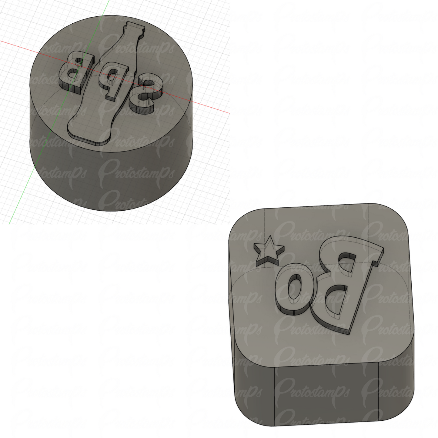 1 Custom Round and 1 Custom Square Stamp, Price Includes Rush Order and Shipping