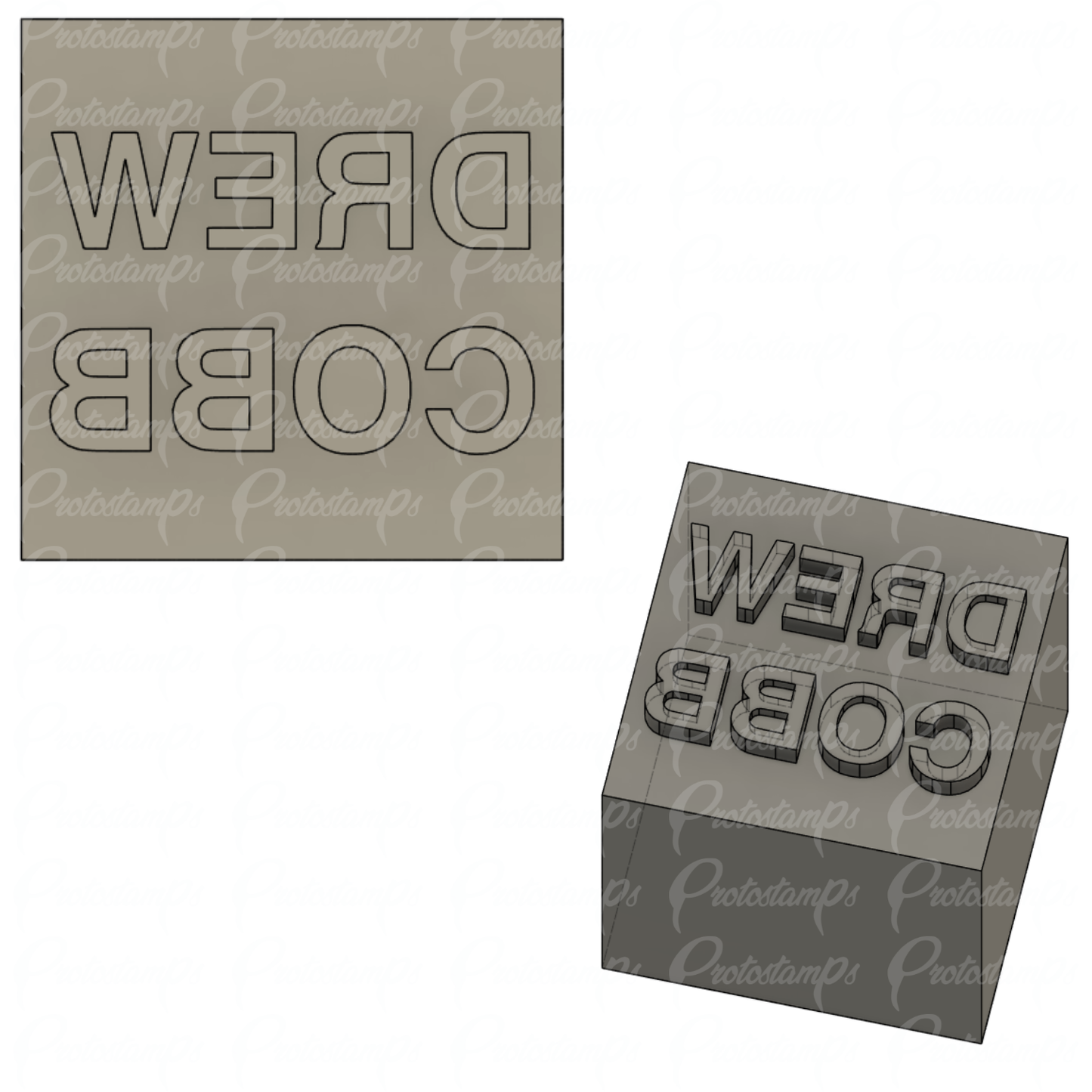 Custom 19.05mm Square Stamp, Price Includes Shipping