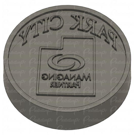 2.9in Park City/Managing Partner Collab Stamp.  Price is the difference between 1.75in.